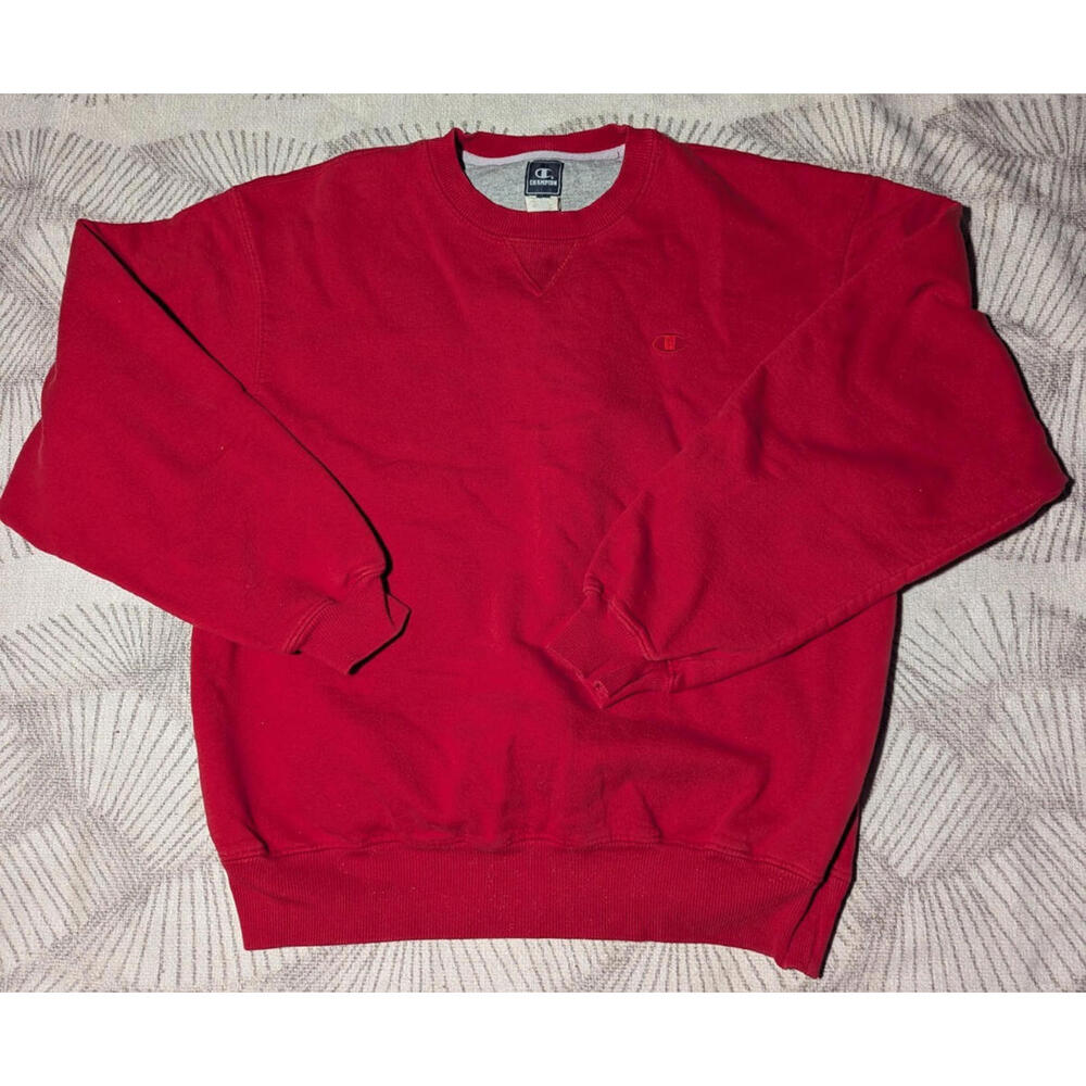 Vintage 90s Champion Sweatshirt Mens Large Red Pullover Hip Hop Streetwear Blank